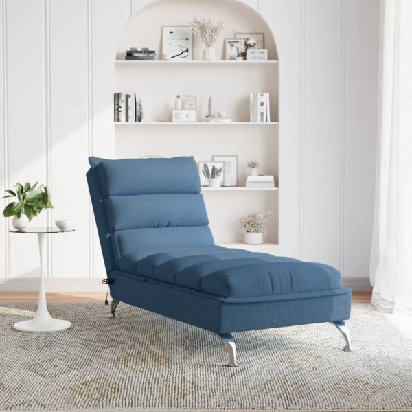 Chaise lounge de massagem com almofadões tecido azul M 3