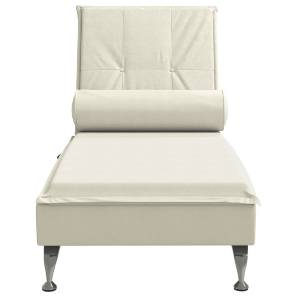 Chaise lounge de massagem com rolo veludo creme M 4