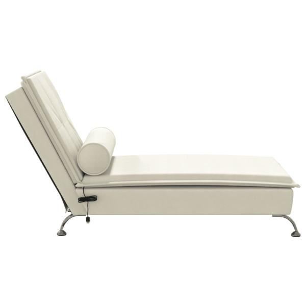 Chaise lounge de massagem com rolo veludo creme M 5
