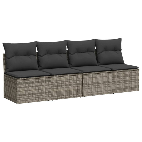 Set de muebles de jardín 9 pzas y cojines ratán sintético gris M 3