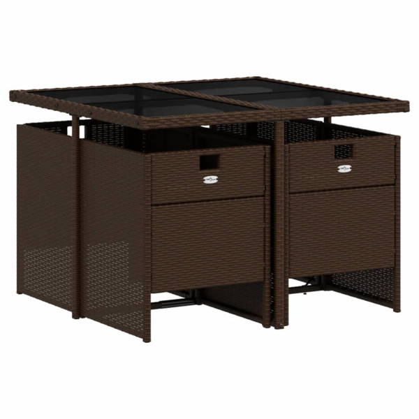 Set comedor de jardín 5 piezas y cojines ratán sintético marrón M 3