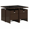 Set comedor de jardín 5 piezas y cojines ratán sintético marrón 3