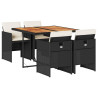 Set de muebles jardín 5 pzas con cojines ratán sintético negro 2