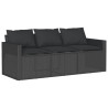 2 pcs conjunto de jantar p/ jardim c/ almofadões vime PE preto 4