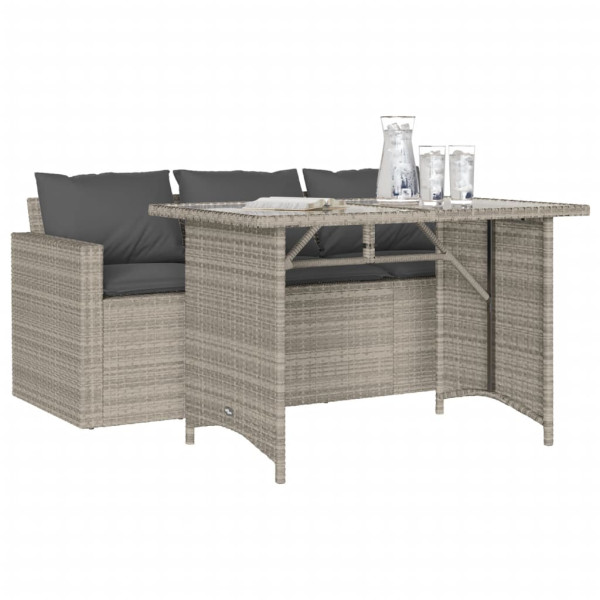 Set comedor jardín y cojines 2 pzas ratán sintético gris claro M 3