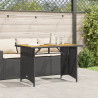 Mesa de jardín superficie de madera ratán PE negro 110x68x70 cm 3