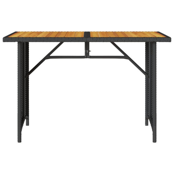 Mesa de jardín superficie de madera ratán PE negro 110x68x70 cm M 4