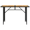 Mesa de jardín superficie de madera ratán PE negro 110x68x70 cm 4
