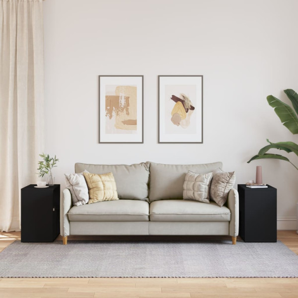 Mesas de apoio 2 pcs 50x30x50 cm derivados de madeira preto M 3