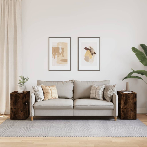 Mesas de apoio 2 pcs 50x30x50 cm deriv. madeira carvalho fumado M 3