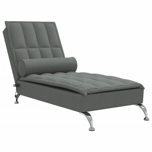 Chaise lounge de massagem com rolo tecido cinzento-escuro M 2