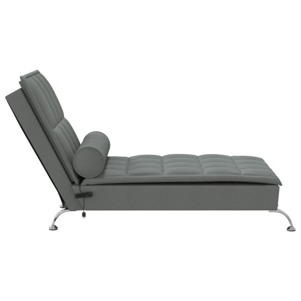 Chaise lounge de massagem com rolo tecido cinzento-escuro M 5
