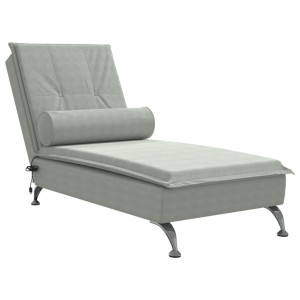 Chaise lounge de massagem com rolo veludo cinzento-claro H