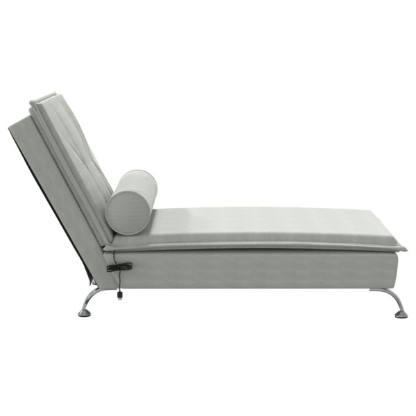 Chaise lounge de massagem com rolo veludo cinzento-claro M 5