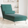 Chaise lounge de massagem com rolo tecido verde-escuro 1
