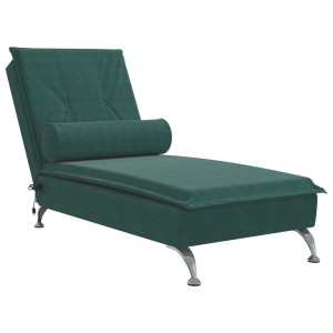 Chaise lounge de massagem com rolo tecido verde-escuro H