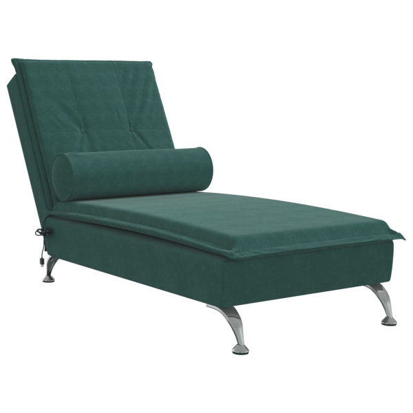 Chaise lounge de massagem com rolo tecido verde-escuro M 2