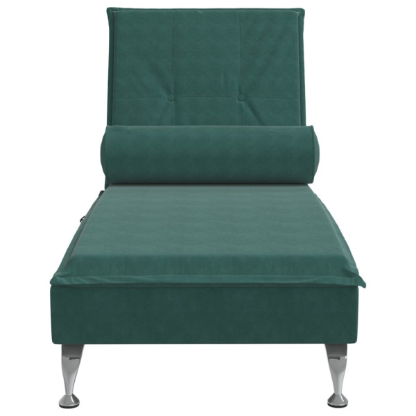 Chaise lounge de massagem com rolo tecido verde-escuro M 4