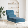 Chaise lounge de massagem com rolo veludo azul 3