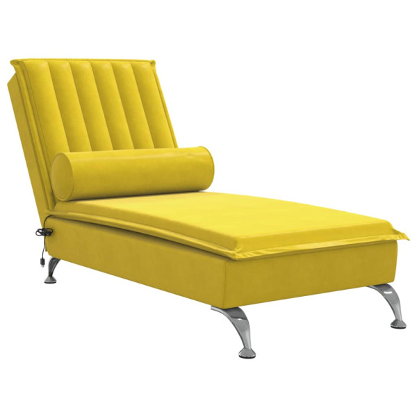 Chaise lounge de massagem com rolo veludo amarelo M 2