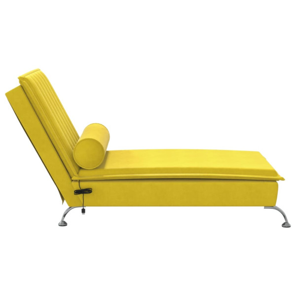 Chaise lounge de massagem com rolo veludo amarelo M 5
