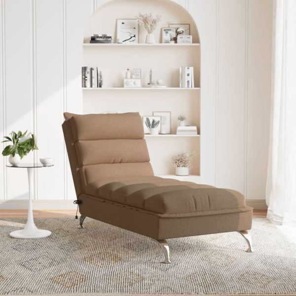 Chaise lounge de massagem com almofadões tecido castanho M 3
