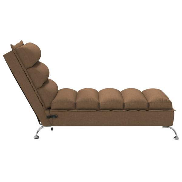 Chaise lounge de massagem com almofadões tecido castanho M 5