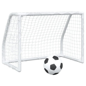 Baliza futebol infantil 2 pcs c/ bola 64x35x48 cm metal branco H