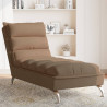 Chaise lounge com almofadões tecido castanho 1