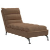 Chaise lounge com almofadões tecido castanho 2