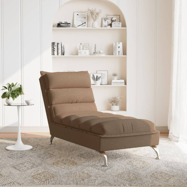 Chaise lounge com almofadões tecido castanho M 3