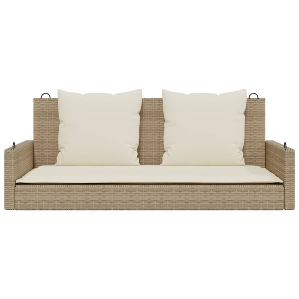 Banco columpio con cojines ratán sintético beige 119x56x48 cm M 4