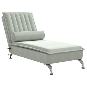 Chaise lounge de massagem com rolo veludo cinzento-claro H