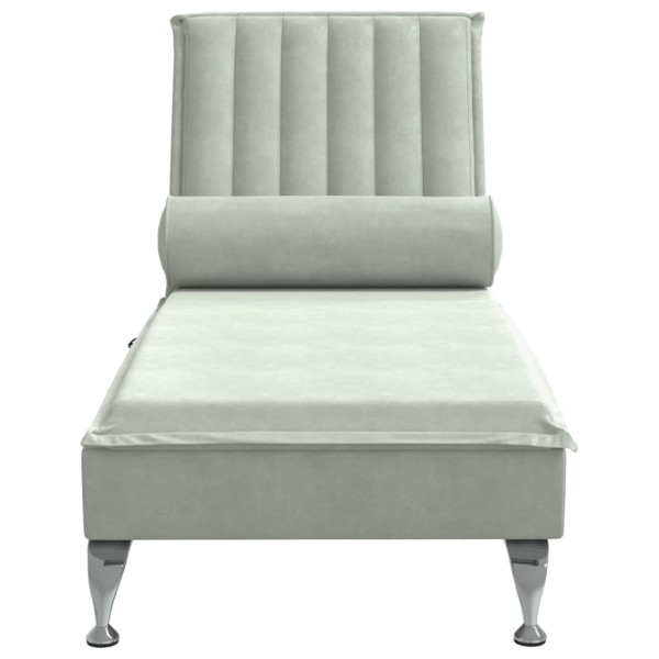 Chaise lounge de massagem com rolo veludo cinzento-claro M 4