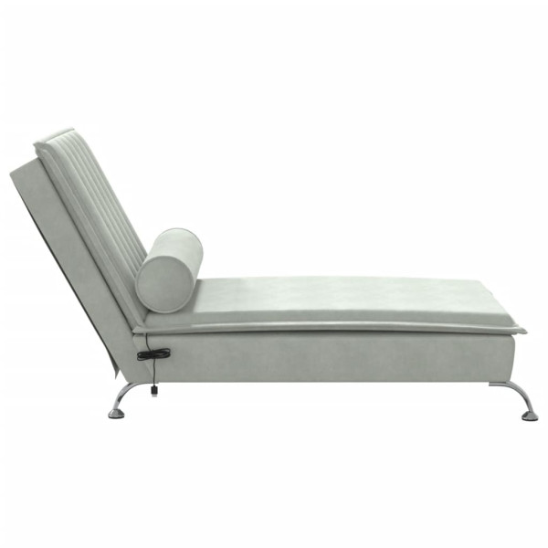 Chaise lounge de massagem com rolo veludo cinzento-claro M 5