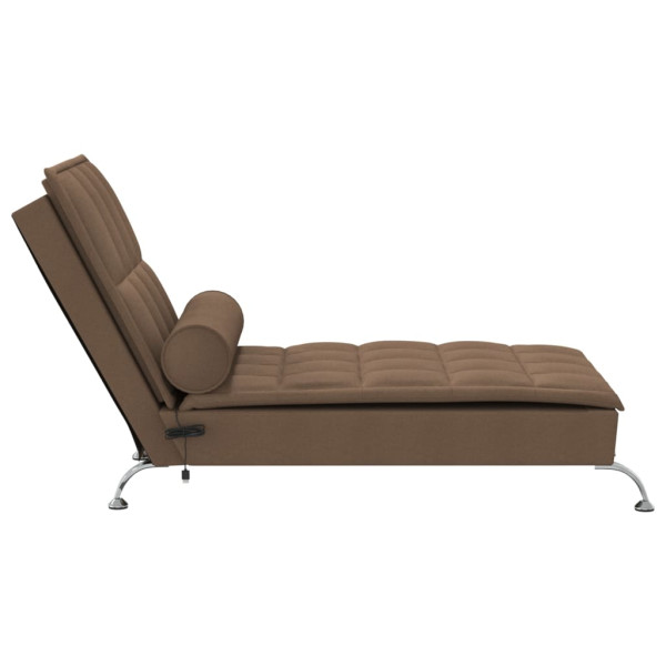 Chaise lounge de massagem com rolo tecido castanho M 5