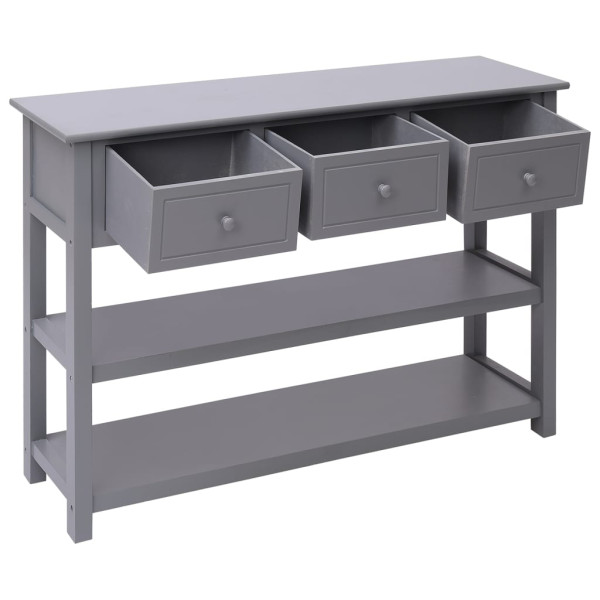 Aparador madera maciza de Paulownia gris 108x30x76 cm M 4