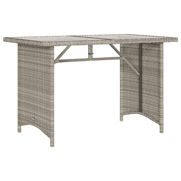 Mesa jardín superficie vidrio ratán PE gris claro 110x68x70 cm M 2