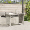Mesa jardín superficie vidrio ratán PE gris claro 110x68x70 cm 3