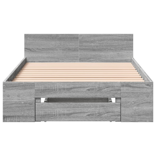 Cama con cajón madera de ingeniería gris Sonoma 90x190 cm M 4