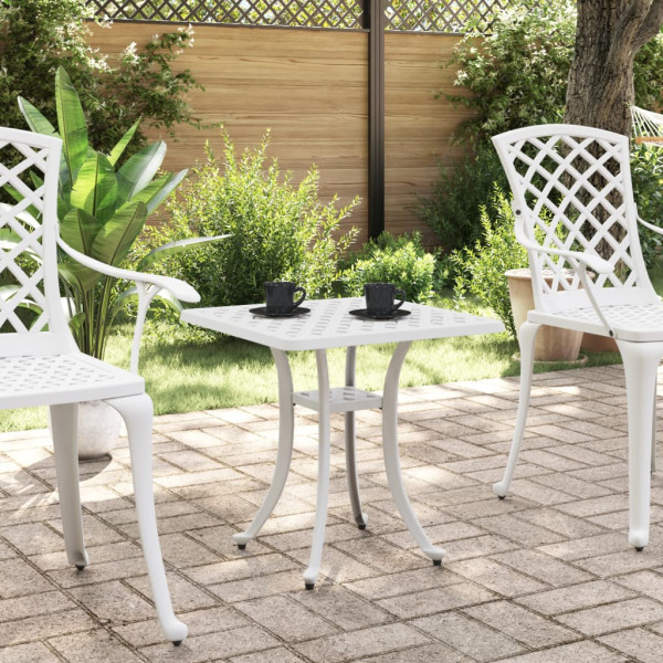 Mesa de jardim 53x53x53 cm alumínio fundido branco M 3