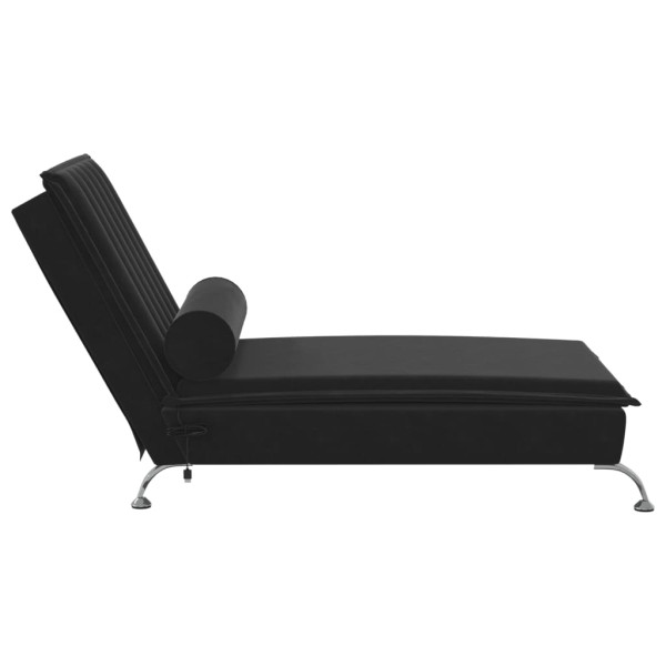 Chaise lounge de massagem com rolo veludo preto M 3