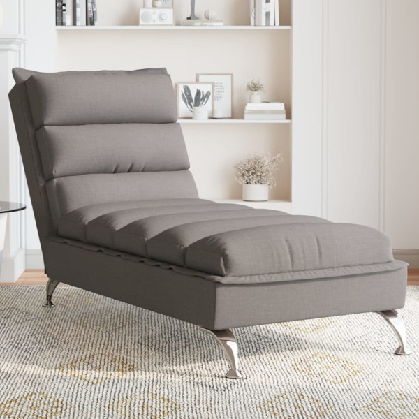 Chaise lounge com almofadões tecido cinzento-acastanhado M 2