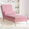 Chaise lounge de massagem com rolo veludo rosa 1