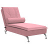 Chaise lounge de massagem com rolo veludo rosa 2