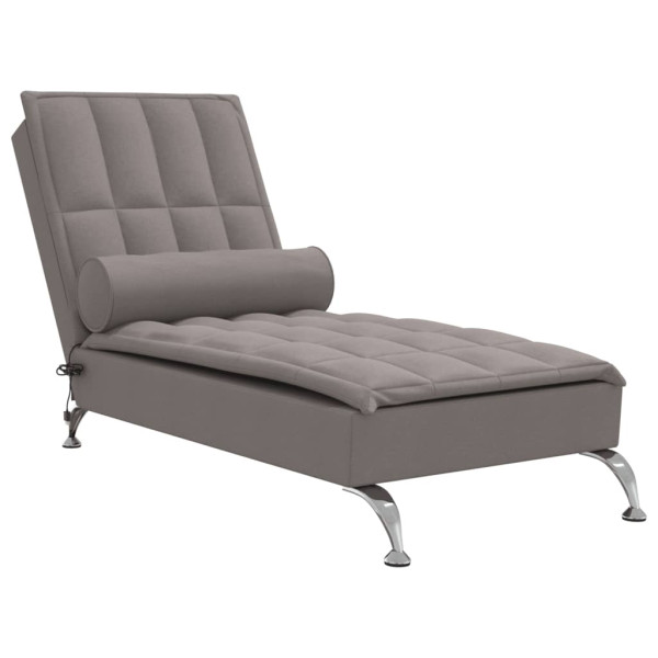 Chaise lounge de massagem com rolo tecido cinza-acastanhado M 2