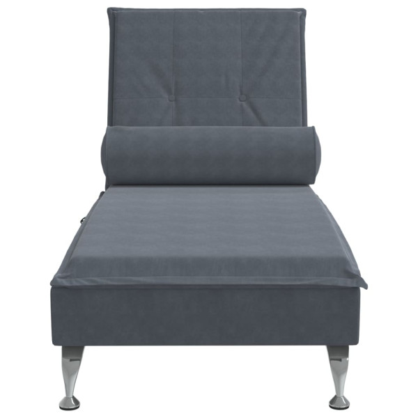 Chaise lounge de massagem com rolo veludo cinzento-escuro M 4