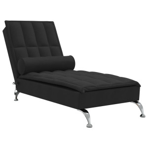 Chaise lounge de massagem com rolo tecido preto H