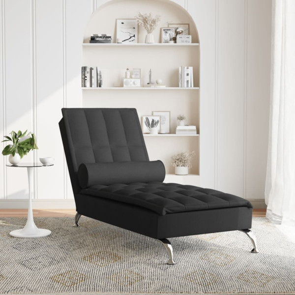 Chaise lounge de massagem com rolo tecido preto M 3