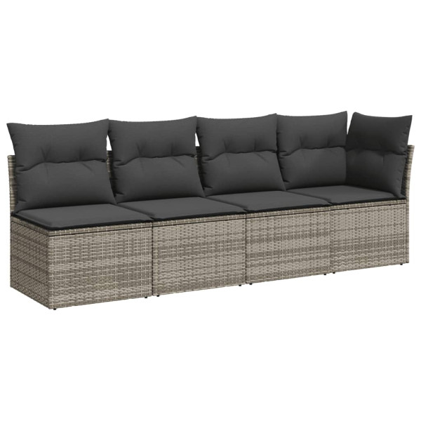 Set de muebles de jardín 9 pzas y cojines ratán sintético gris M 5